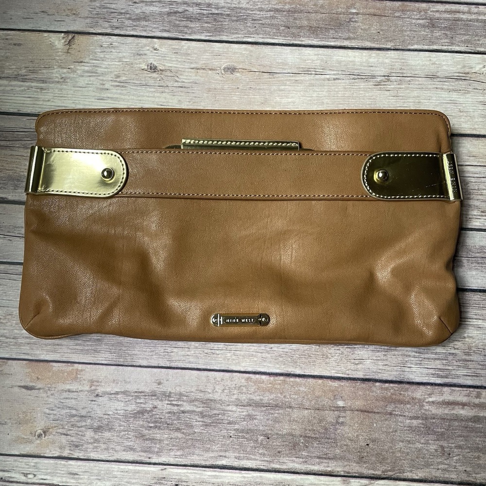 Nine West Purse Brown Versatile! Straps Clutch Chain Handles